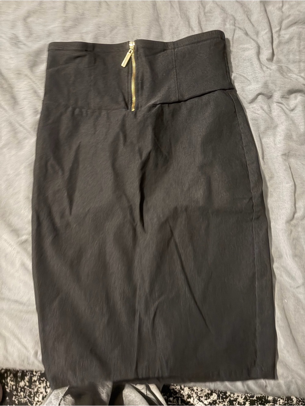 Bozzolo Black Pencil Skirt with Gold Accent Zip